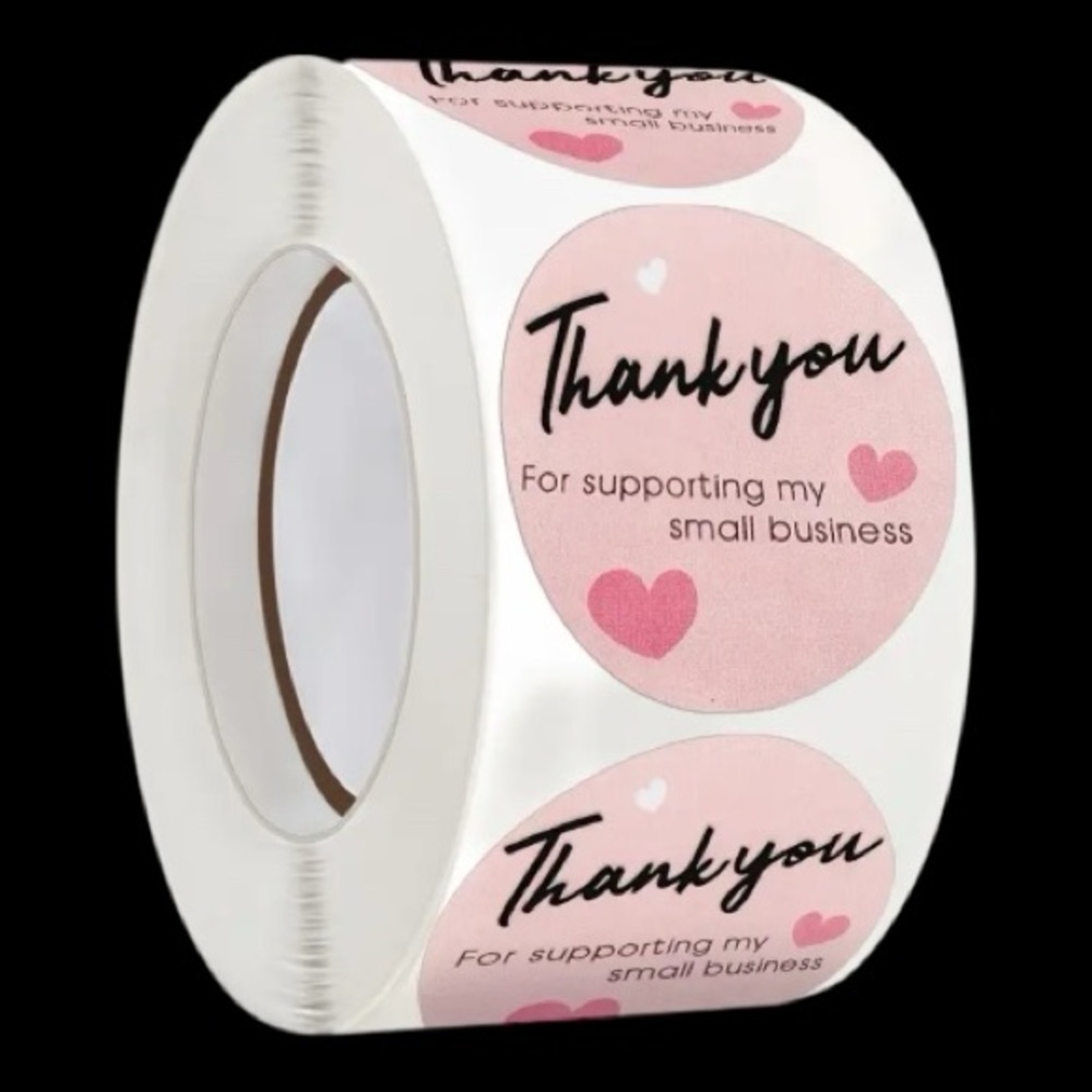 Roll of 500 Pink ‘Thank You for Supporting my Small Business Stickers
